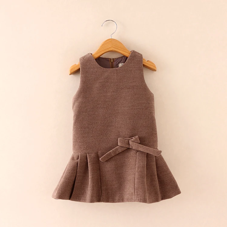 Однотонная одежда принцессы с круглым вырезом для маленьких девочек в стиле
