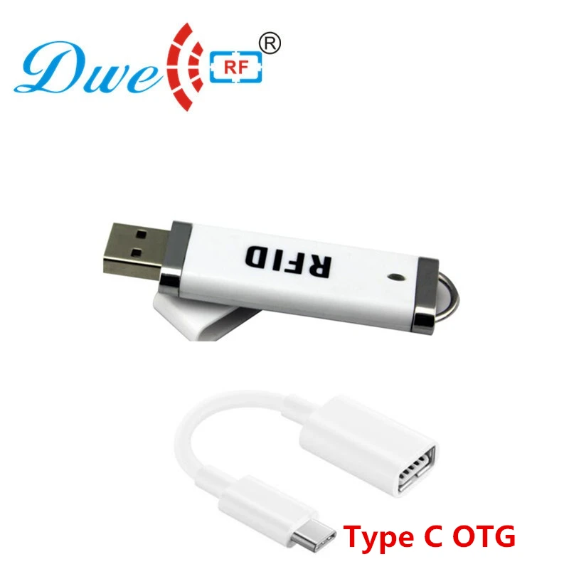 РЧ id портативный близость мини 125 кГц rfid usb считыватель android чтение 8H10D номер карты с 1 OTG кабель бесплатно - Цвет: With type c cable