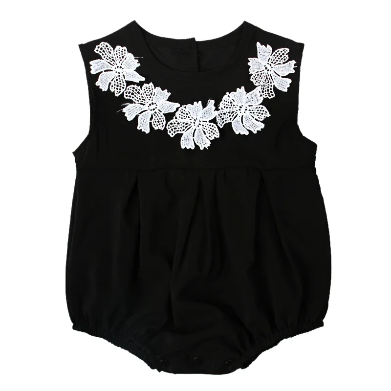 Summer Brand Newborn Girls Clothing Lace Bodies 0-2 Years Children's Sleeves Black | Мать и ребенок