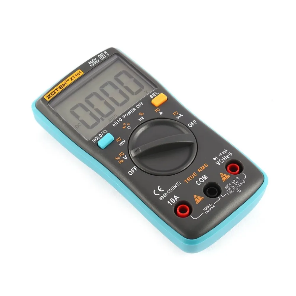OTEK ZT101 Мини автоматический Диапазон Цифровой мультиметр 6000 отсчетов AC/DC Амперметр Вольтметр 550 в защита от перегрузки ЖК-подсветка J15C17