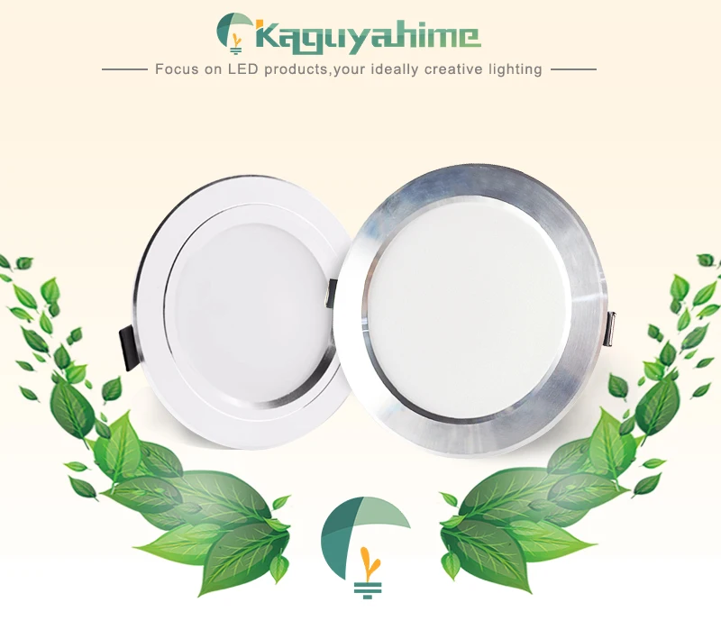 Kaguyahime LED Downlight 220V AC 110V Встраиваемый круглый светодиодный светильник 3W 5W 9W 15W Алюминиевый точечный светильник Теплый бел