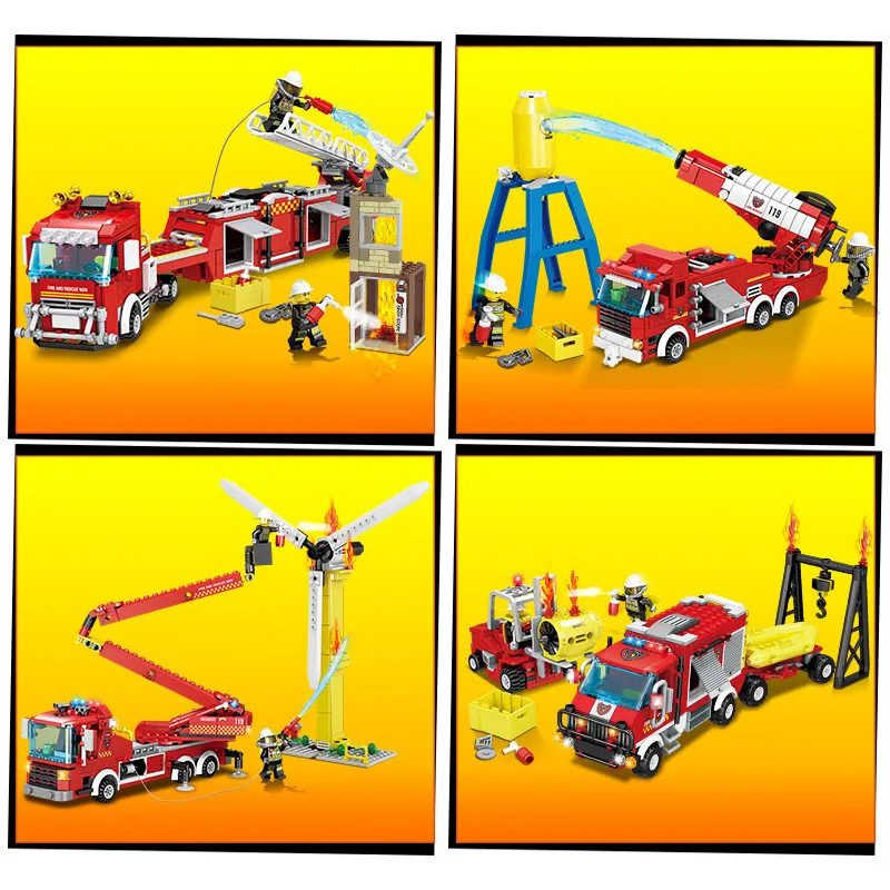 400 + шт пожарные машины спасательные строительные блоки Совместимые с LEGO City