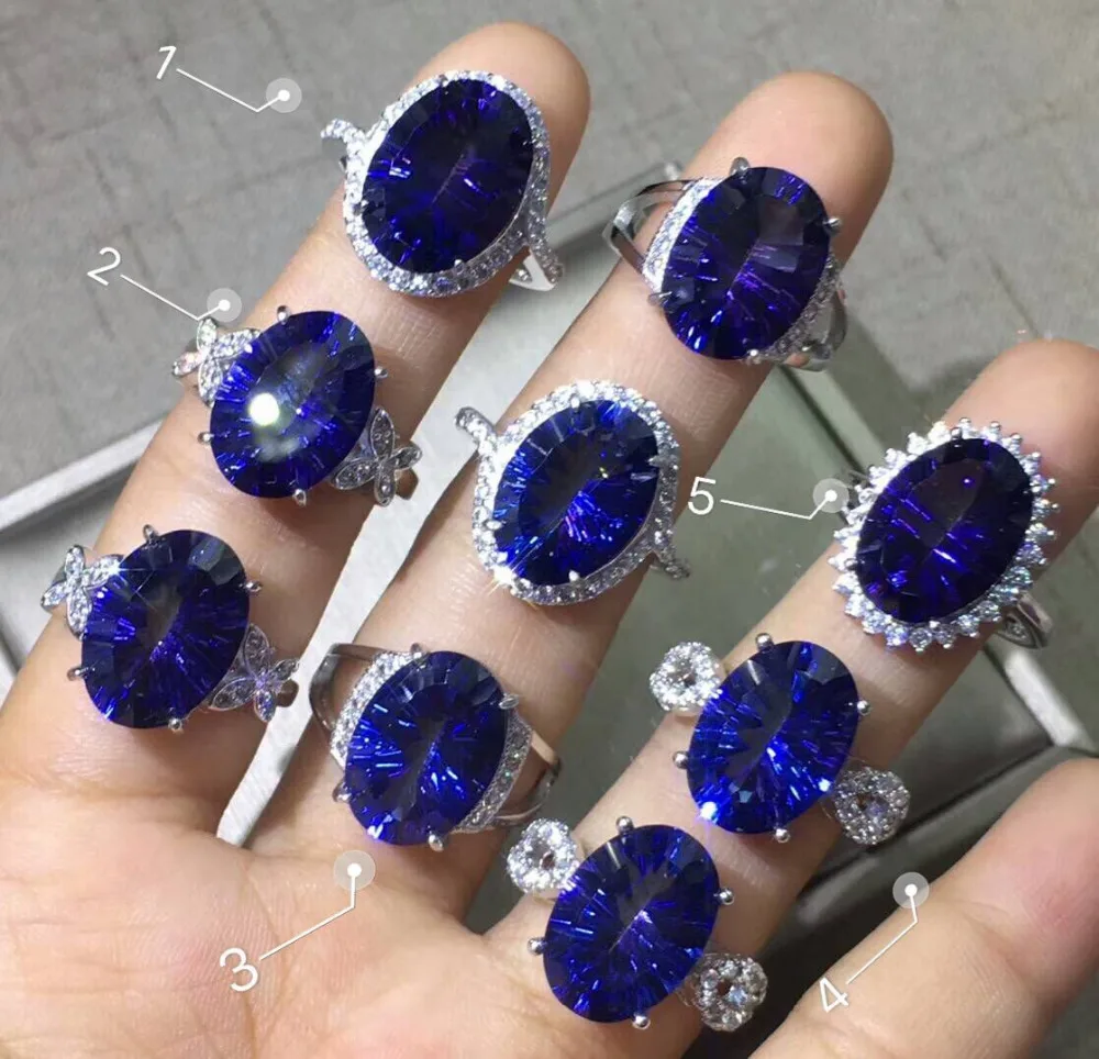 

New Arrival Real Natural Tanzanite Topaz Oval 10x14mm 925 Sterling Silver Ring Wedding Jewelry Women Rings Adjustable Rings Size