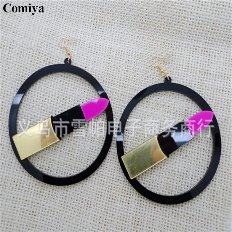 Женские серьги капельки в вечерние ле панк массивные с крупной губной помадой