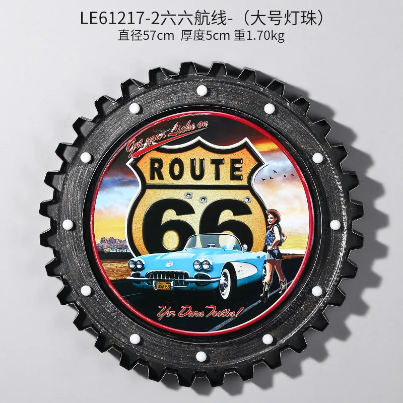 Iron Gear with LED Light Novelty Remote Control Vintage Gear Hanging Restaurant Cafe Shop Decor Home Living Room Wall Decoration - Цвет: L 08 with light