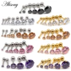 Alisouy 1 шт. 16G 2-8 мм круглые прозрачные розовые фиолетовые кристаллы ювелирные изделия для ушей пирсинг из стали пирсинг хряща уха затычки для ушей ювелирные изделия для тела