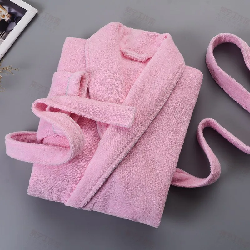 PINK Утолщенный мужской банный халат, флисовый зимний Повседневный длинный теплый банный халат, Мужская одежда для сна, рождественский подарок, свадебные халаты для подружки невесты - Цвет: PINK