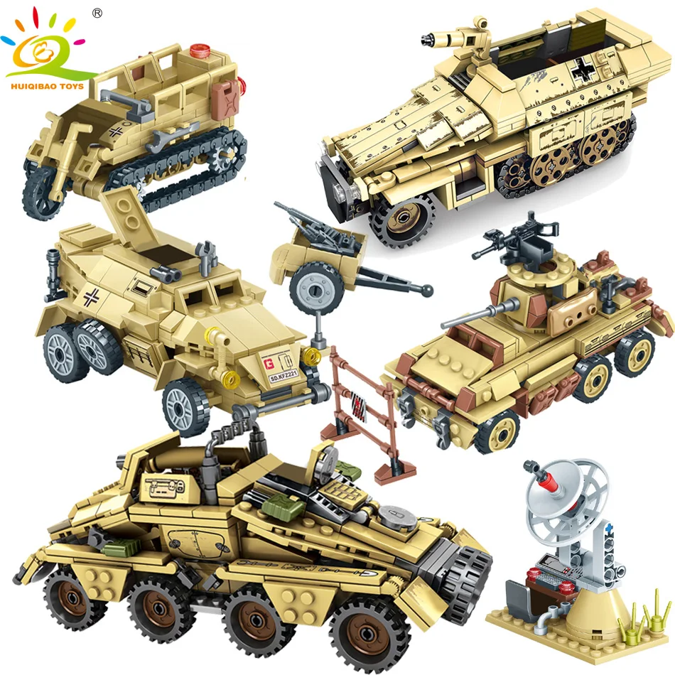 HUIQIBAO игрушки 4 стиля военный бронированный автомобиль строительные блоки для