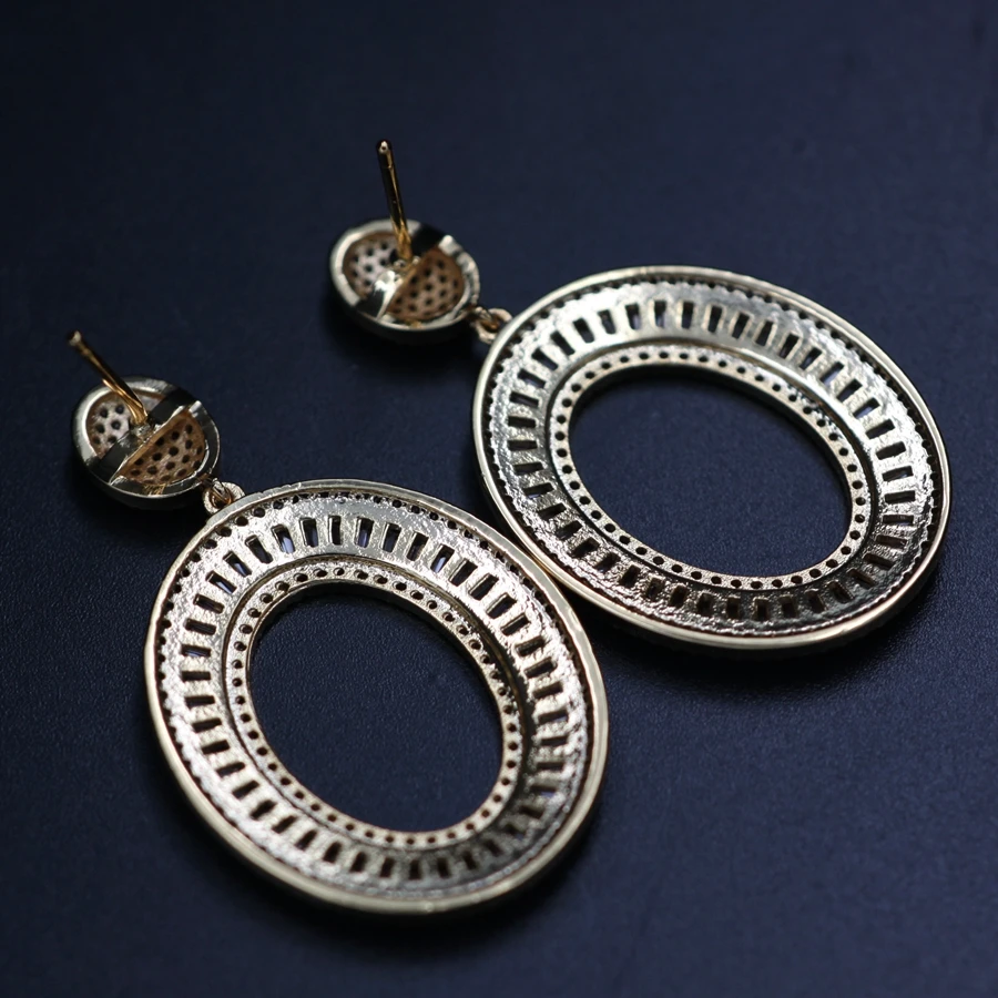 Винтажные геометрические полые большие золотые серьги для женщин сверкающие