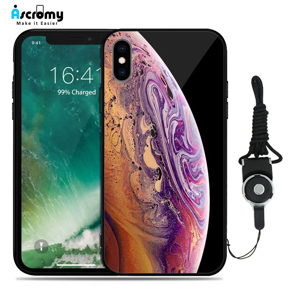 Чехол Ascromy для iPhone XS Max задняя крышка из закаленного стекла с космической планетой