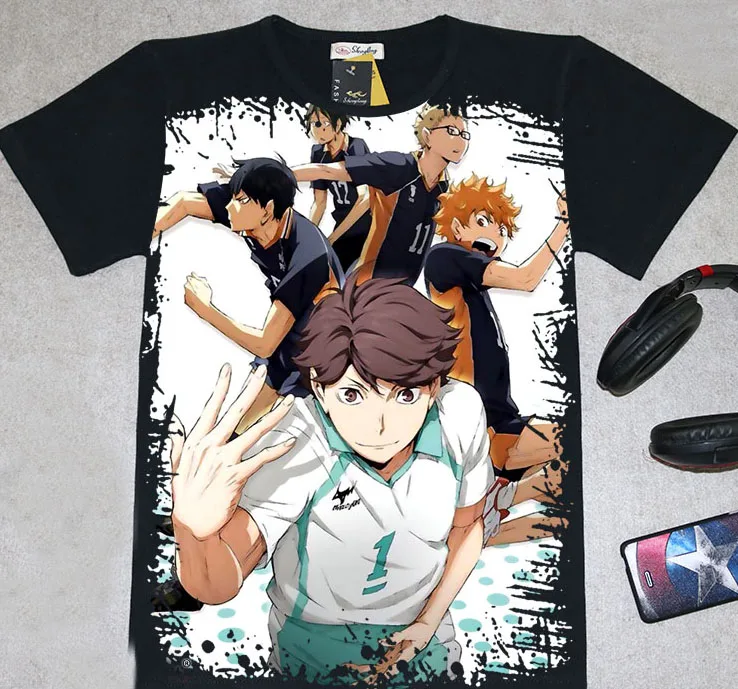 Летняя футболка haikyuu Футболка Горячий аниме Karasuno средней школы Косплей