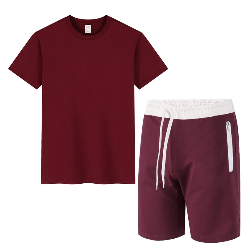 Костюм мужская летняя хлопковая Футболка с спортивными шортами Двухсекционный