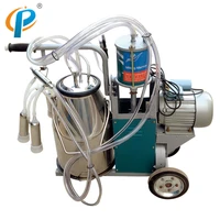 labor savingbest price piston pump mobile cow milking machine with stainless steel single bucket