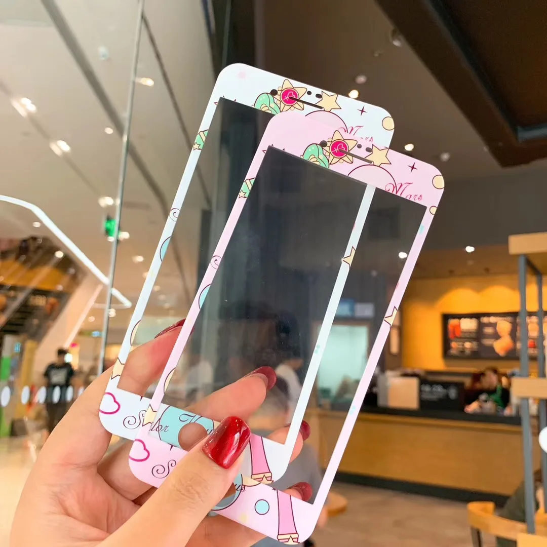 Жесткий чехол для телефона с мультяшным рисунком + Защита экрана iphone 7 8 Plus XR X XS Max