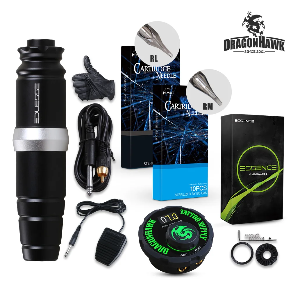 Dragonhawk мотор роторная ручка тату машина набор татуировки комплекты Топ источник питания