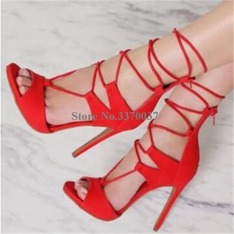 Босоножки женские замшевые с открытым носком сандалии гладиаторы на шпильке