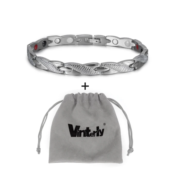 silver bag Vinterly, Энергетический Браслет для здоровья, мужской, крест, нержавеющая сталь, магнитный браслет, мужской, золотой цвет, цепочка, звено, браслет для мужчин, ювелирное изделие - Окраска металла: silver bag