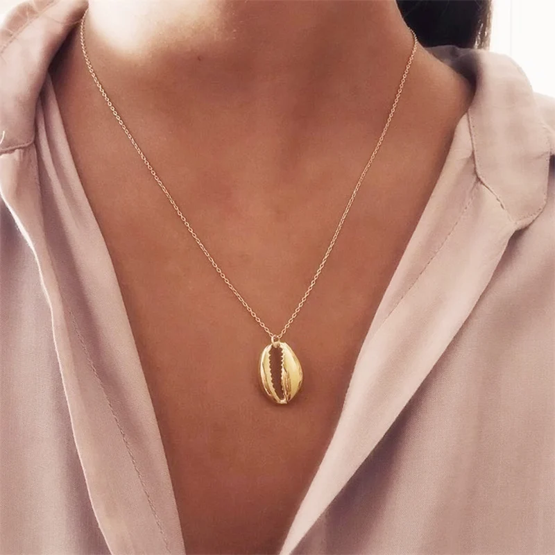 Богемное ожерелье с подвеской в виде раковины Cowrie Conch для женщин модное простое