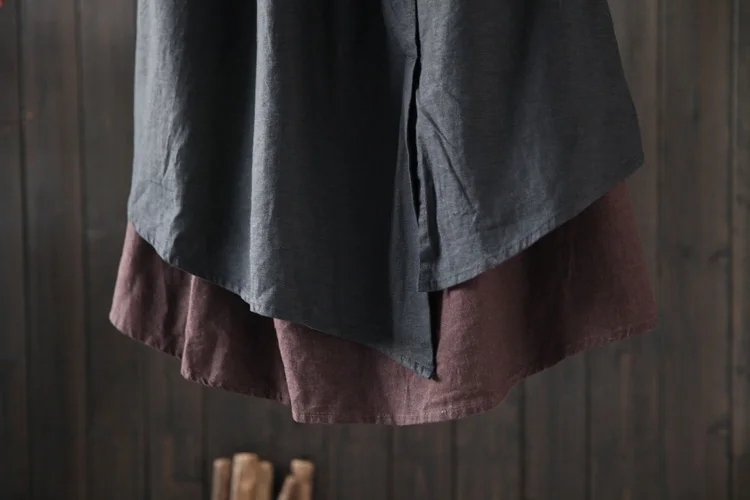 Mori Girl Faux Two Piece Cotton Linen Skirt 2018 Autumn Winter Vintage Female New High Wasit Drawstring Long Maxi Women | Женская одежда