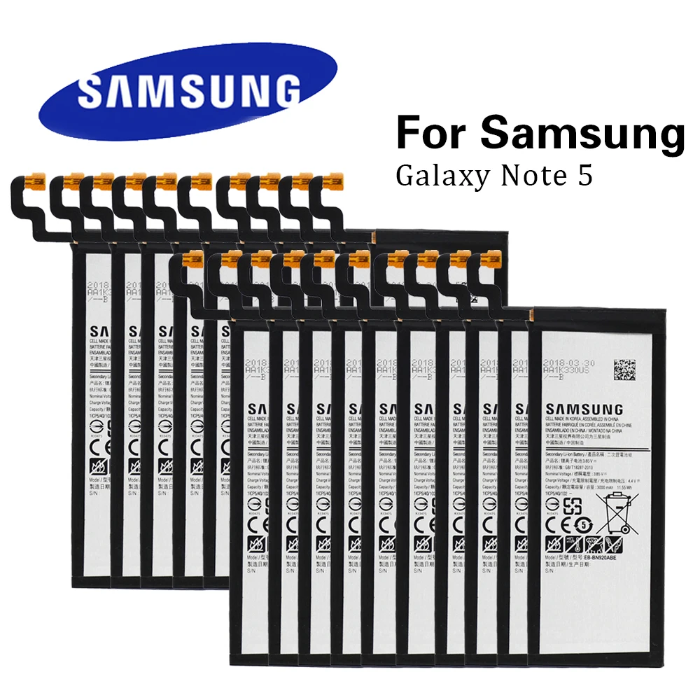 

20Pcs/Lot Batteries EB-BN920ABE For Samsung GALAXY Note 5 N9200 N920t N920c Note5 SM-N9208 N9208 3000mAh Factory Supply
