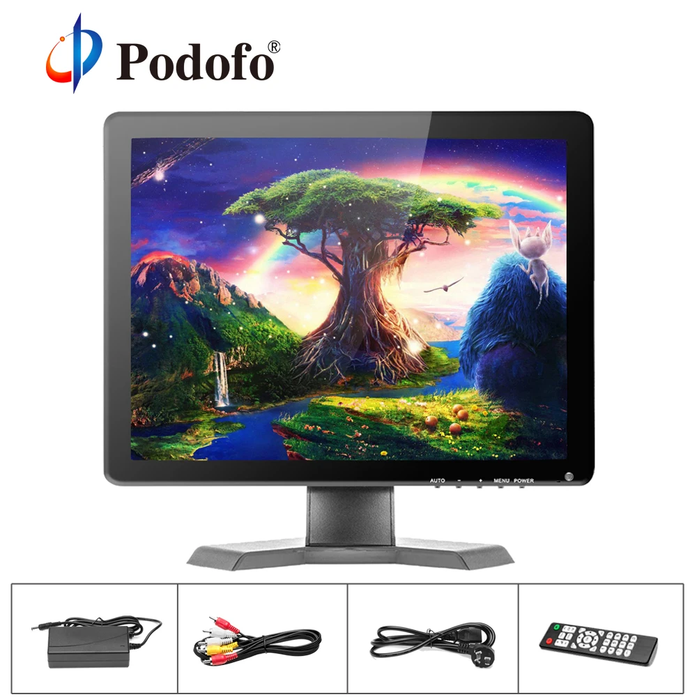 Podofo 15 &quotIPS LCD HD монитор тв и компьютер дисплей 1080P 1024x768 цветной экран камера видео