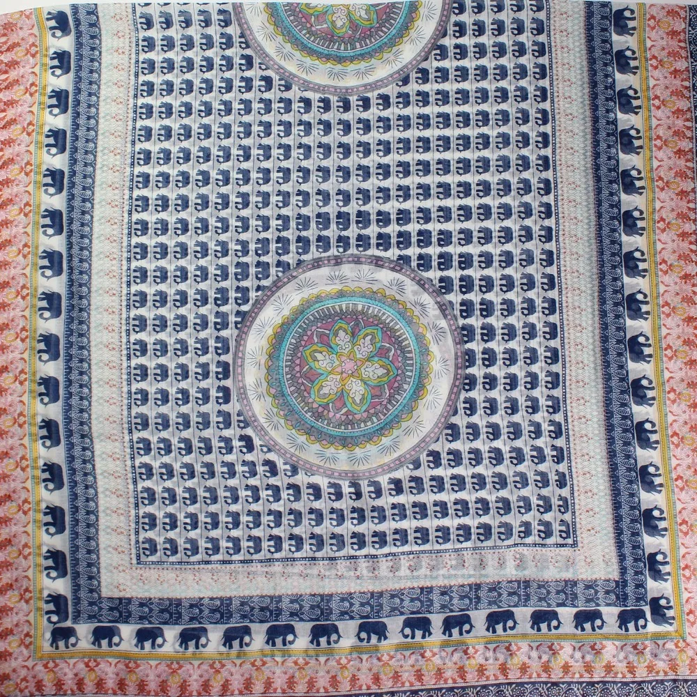 Женский шарф в этническом стиле с принтом виде слона мандалы|floral scarf|printed shawlboho
