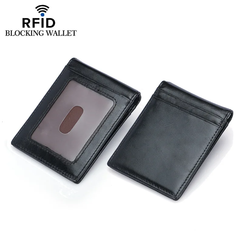 Weduoduo Top Quality Wallet Men Money Clip Mini Wallets Male Vintage Style Brown Black Purse Genunie Leather business wallet