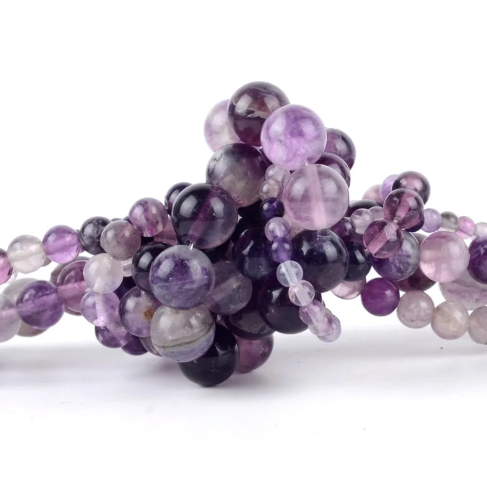 Натуральные минеральные камни Фиолетовый флюорит круглые бусины сделай сам