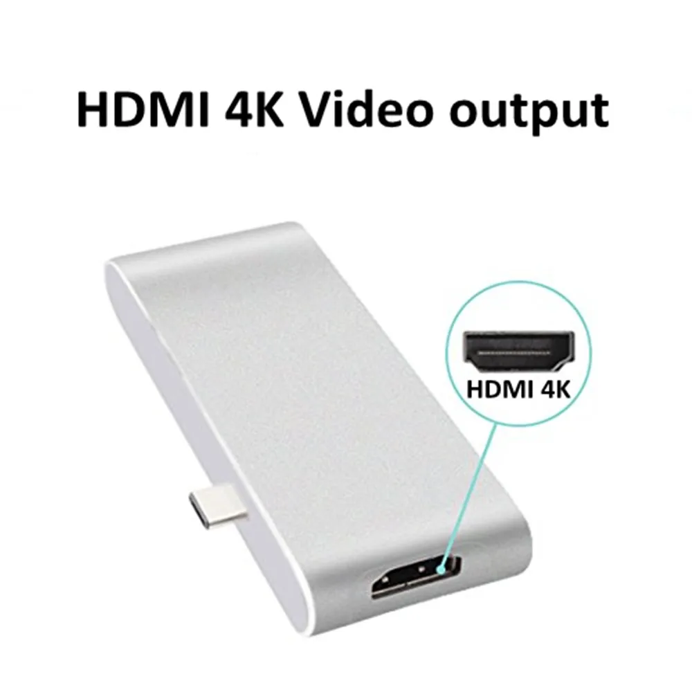 2 USB 3 0 Порты и разъёмы Тип C концентратор адаптер для MacBook 4 К HDMI сквозной зарядки/SD +
