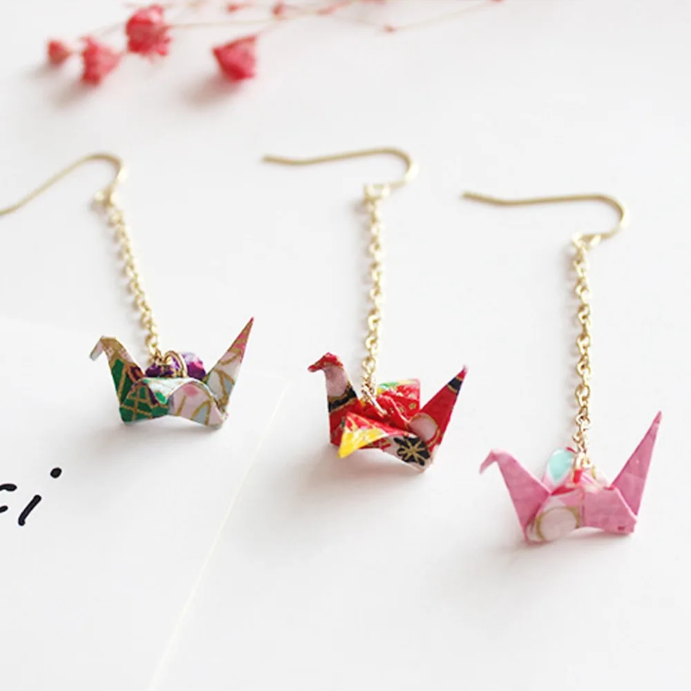 1 шт. бумажный журавль кулон серьги ручной работы в японском стиле уха обруч