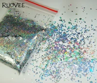 er 3100m strip holograph silver mix round dot flake spangle shape nail glitter for gel polish acrylic and makeup decoration