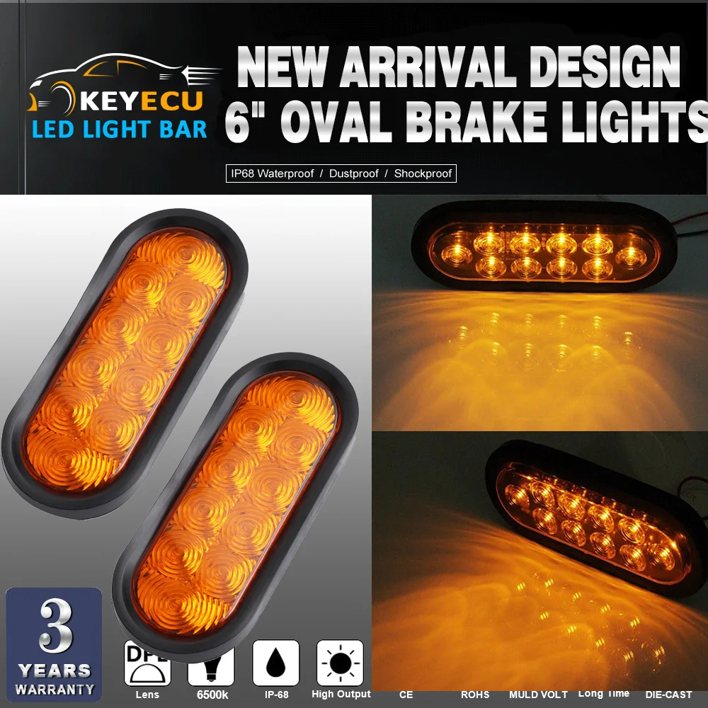 KEYECU 2 шт. 6''LED трейлер огни овальные лампы буксировочный задний стоп сигнал