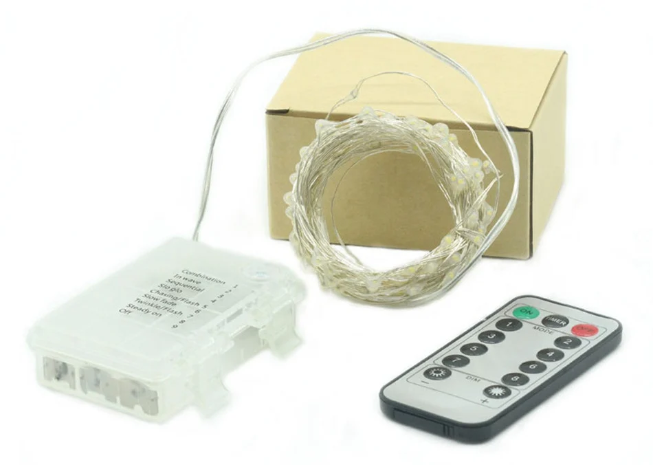 5 M/10 M LED String Light Christmas Decoration Waterproof Copper Wire Fairy Light AA Battery Powered 8 Mode with Remote Control
