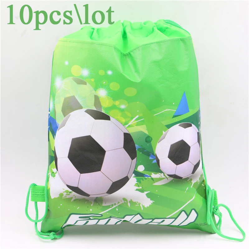 10pcs \ много Baby Shower Футбол Мультфильм нетканый материал шнурок сумки рюкзак День