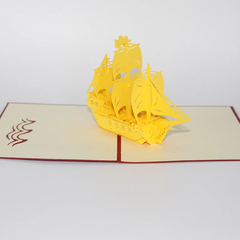 3D лазерная резка Горячая поп ручная резьба древняя парусная лодка бумага