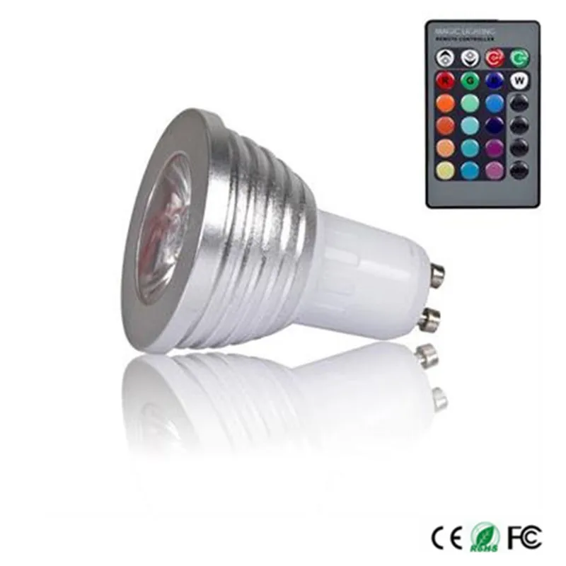 10Pcs 3W GU10 RGB 16 Colors LED Light Bulb Lamps Spotlight 85-265V + IR Remote Controller High quality Free shipping