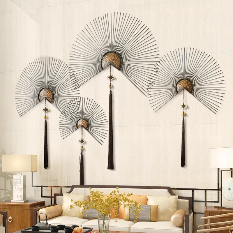 Металлический веер Настенный декор с цветами для гостиной коридора настенное