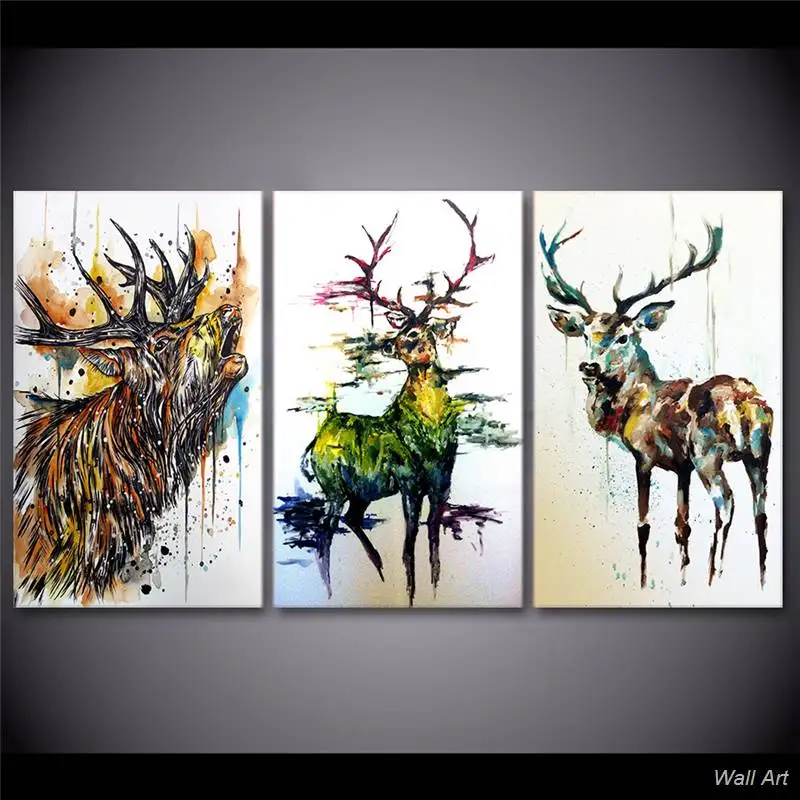 Hd с принтом 3 предмета Лось граффити олень холст Картины для Гостиная Wall Art Холст