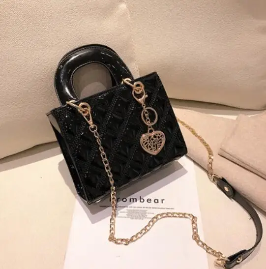 18 CM Black Роскошная брендовая сумка, модная новинка, высокое качество, лакированная кожа, женская дизайнерская сумка, на цепочке, сумка через плечо - Цвет: 18 CM Black