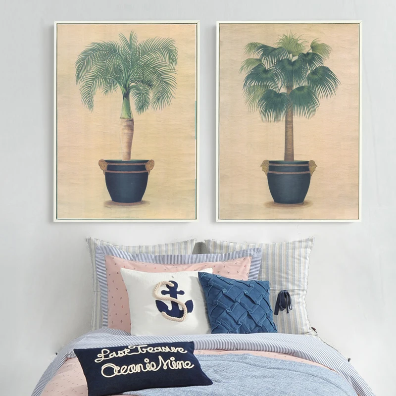 Пасторальный зеленый горшок пальмы пейзаж печать на холсте Масляные картины