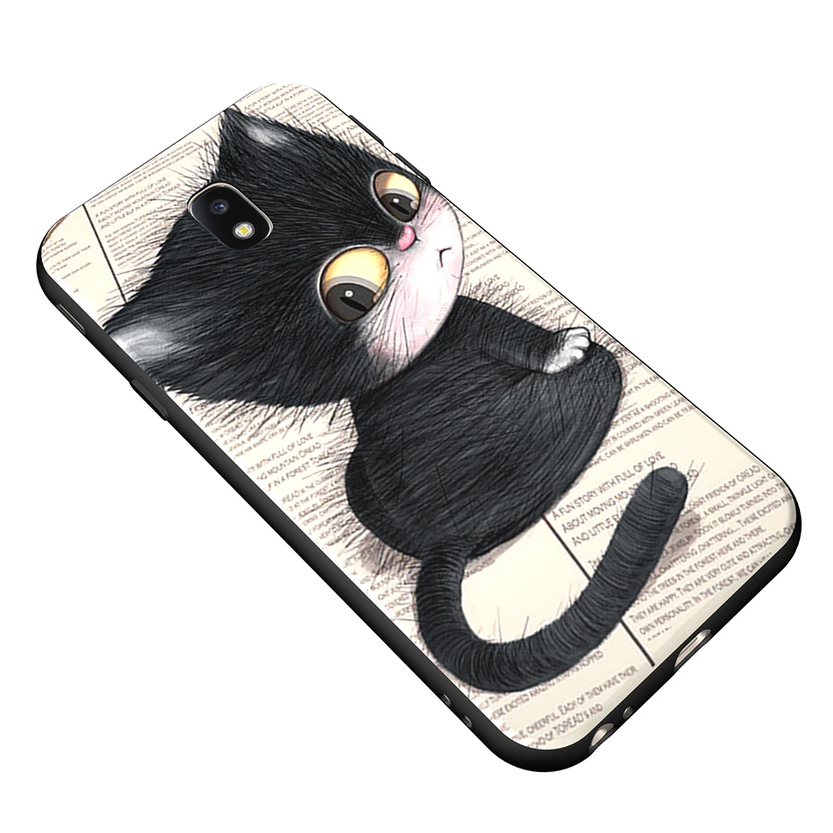 Чехол из TPU DAGUDON Relief для Samsung Galaxy J3 2017 (модель J330) с милым котом, мягкий силиконовый чехол для мобильных телефонов Galaxy.