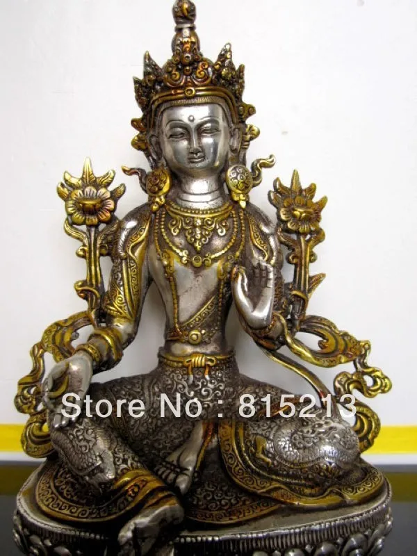 wang 000181 Tibetan bronze green tara buddha statue