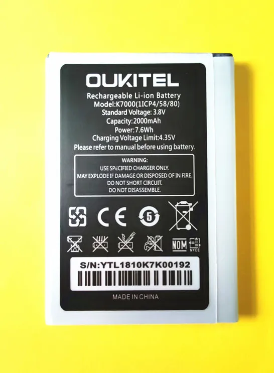 Аккумулятор для Oukitel K7000 (11CP4/2000) 58/80 мА · ч в наличии | Мобильные телефоны и