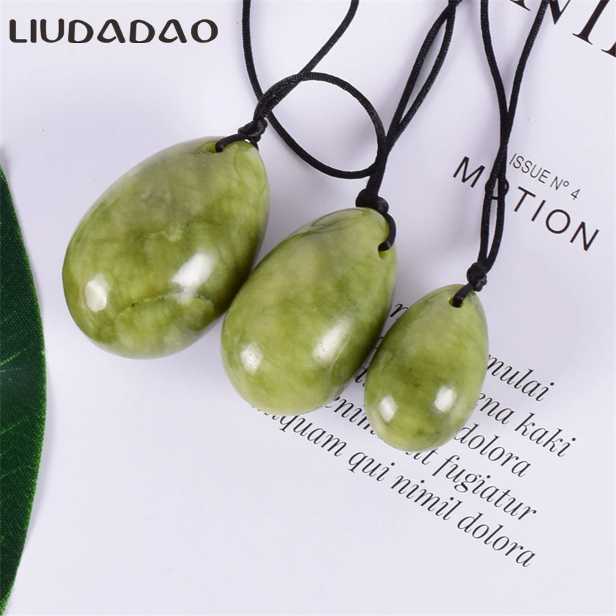 LIUDADAO Jade Drilled Beads 3Pcs/Set Large and Small Yoni Eggs For Women Kegel Exercise Vaginal Muscles Health Care Massager