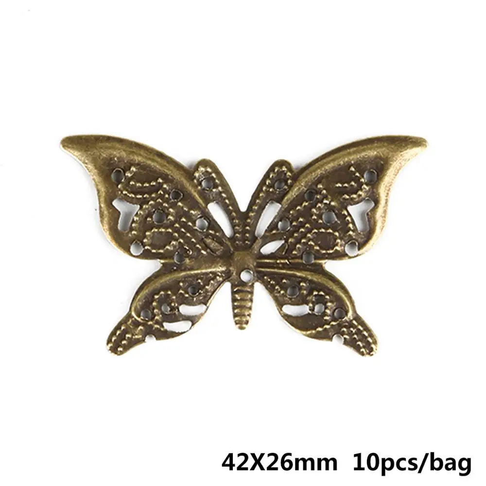 Bronze 42mmX26mm 10 шт. 7 стилей Золотые/Родиевые/бронзовые металлические соединители для самостоятельного изготовления ювелирных изделий Аксессуары Шарм Подвеска филигранные бусины для волос - Цвет: Bronze 42mmX26mm