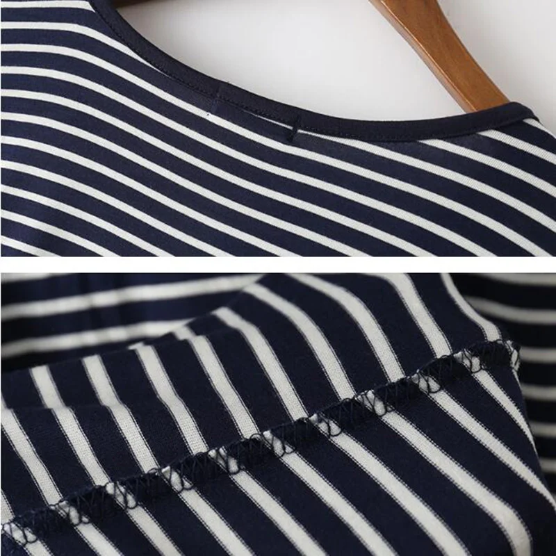 Женское платье футболка в полоску SEDUTMO базовое черное с коротким рукавом