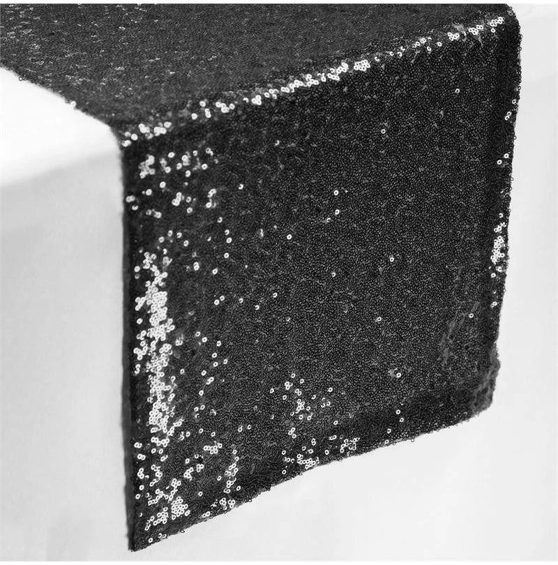 black 10 шт./лот, разноцветная, 11 цветов, 30x180 см, 30x275 см, скатерть с блестками, для вечерние скатерти, свадебные украшения, Настольная дорожка s - Цвет: black