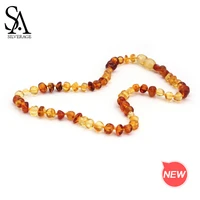 sa silverage natural amber round ball chain necklaces for woman adult beads necklace women multicolor necklaces fine jewelry