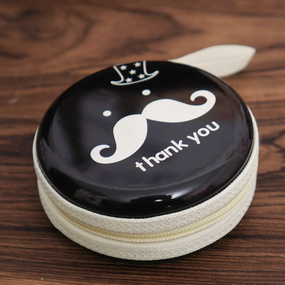 Women Silicone Coin Purse Cartoon Beard Mustacle Round Headset Bag Small Change Purse Wallet Pouch Bag For Kids Girl Gift - Цвет: Черный