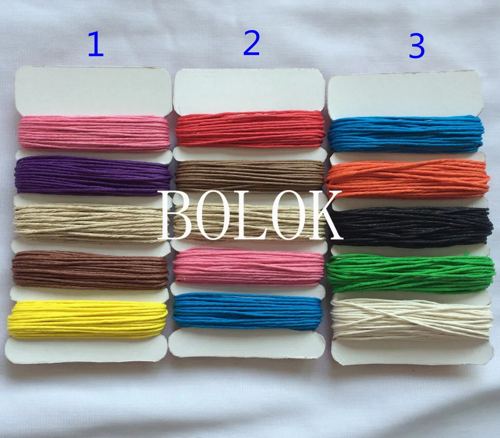 

30packs/lot (1200meter) 12 mix color colored waxed hemp cords 1mm hemp rope string for DIY Craft gift , bracelet Packing